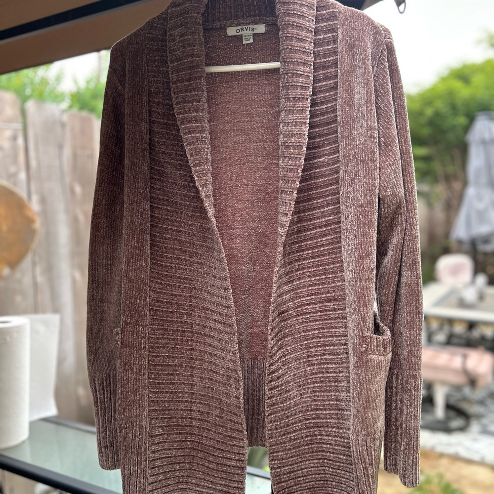 Orvis Brown Shawl Collar Cardigan Sweater